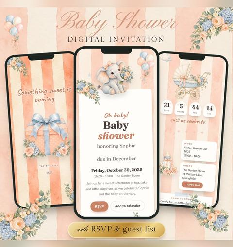 Baby Elephant Shower Invitation