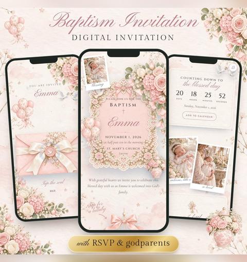 Baptism Invitation – Pink