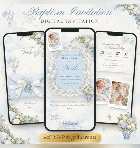 Baptism Invitation – Blue